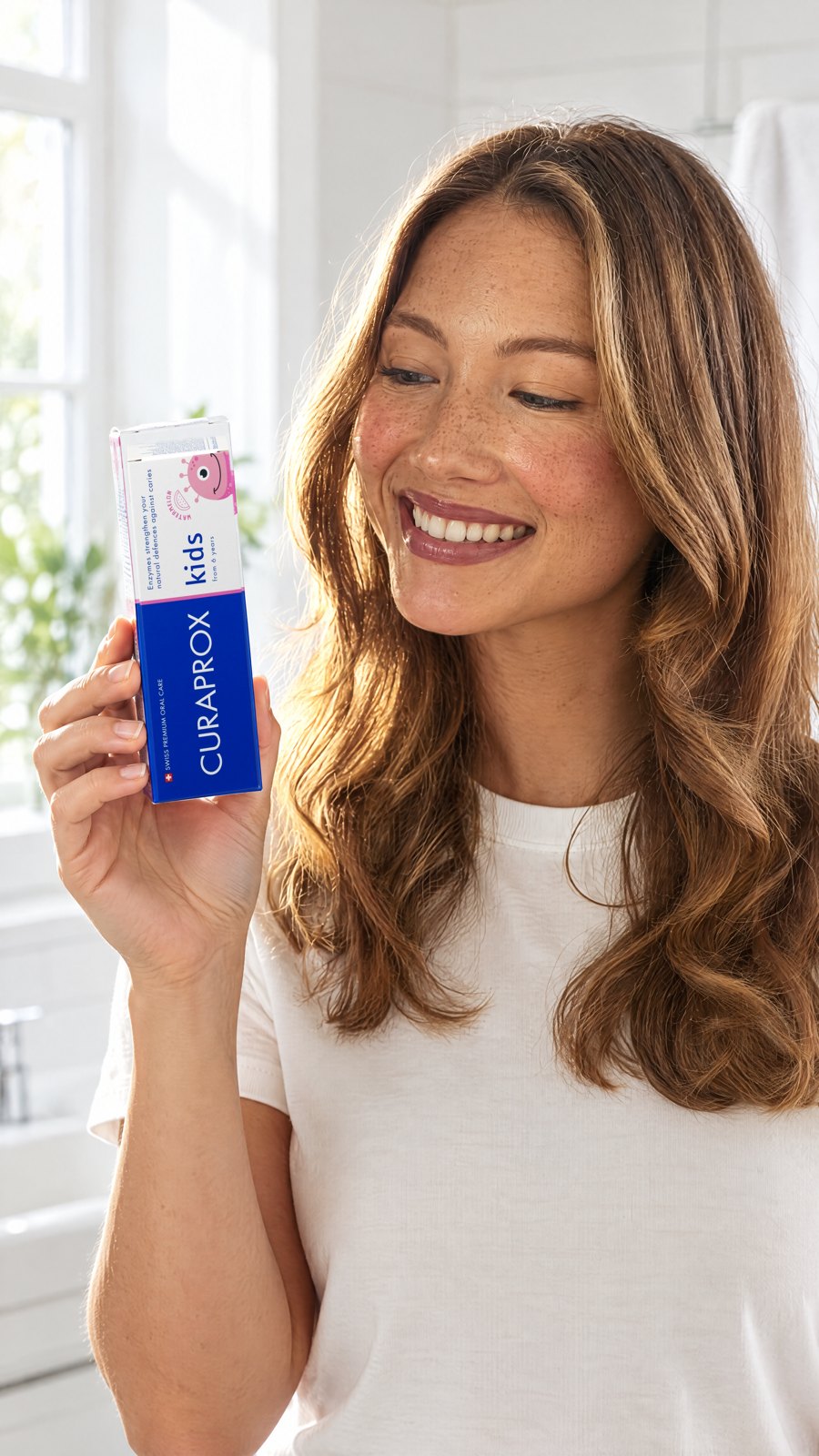 CURAPROX - Watermelon For KIDS Toothpaste 60 ML — close-up with model