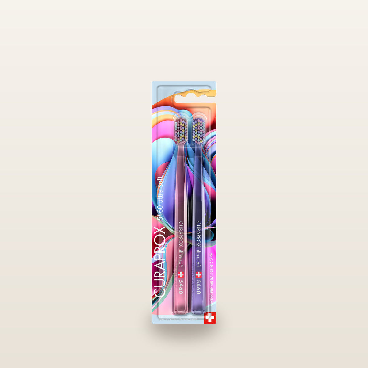 CURAPROX - CS5460 Ultrasoft Pink/Purple Toothbrush Twin Pack (Colorful Curls 2023 Edition)