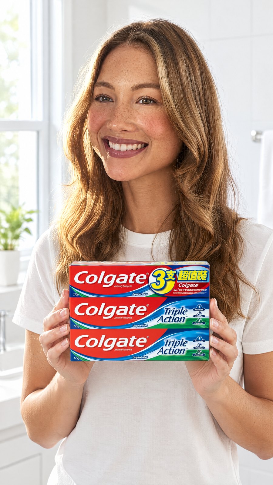Colgate - Colgate Triple Action Toothpaste 175g x 3pcs — held by model