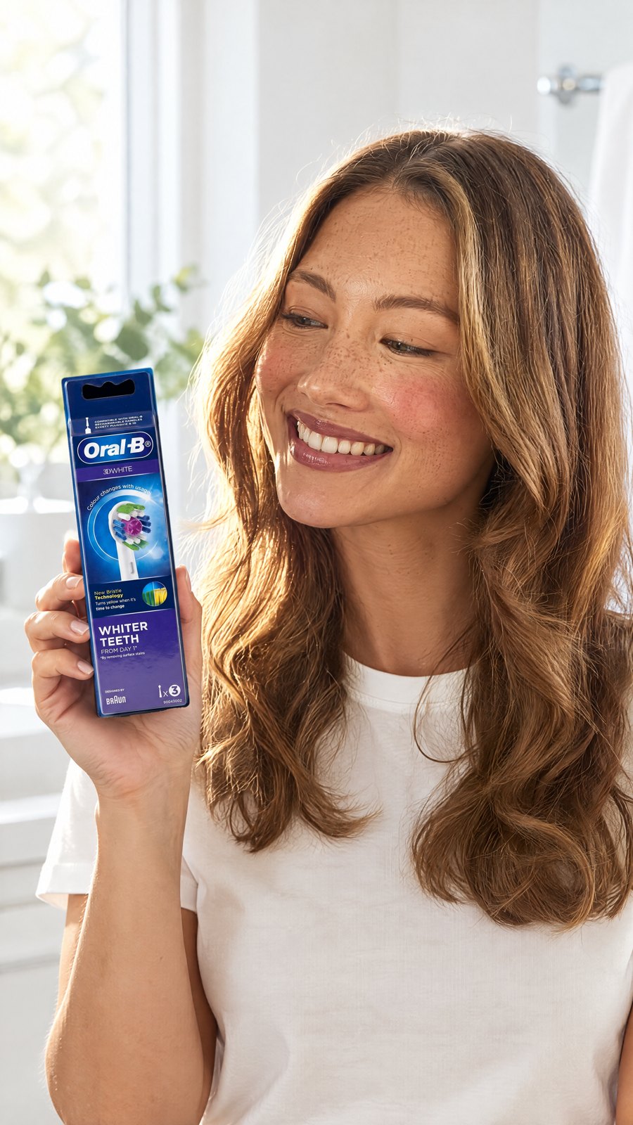 Oral-B - 3D White Brush Head with Clean Maximiser - 3 Counts — close-up with model