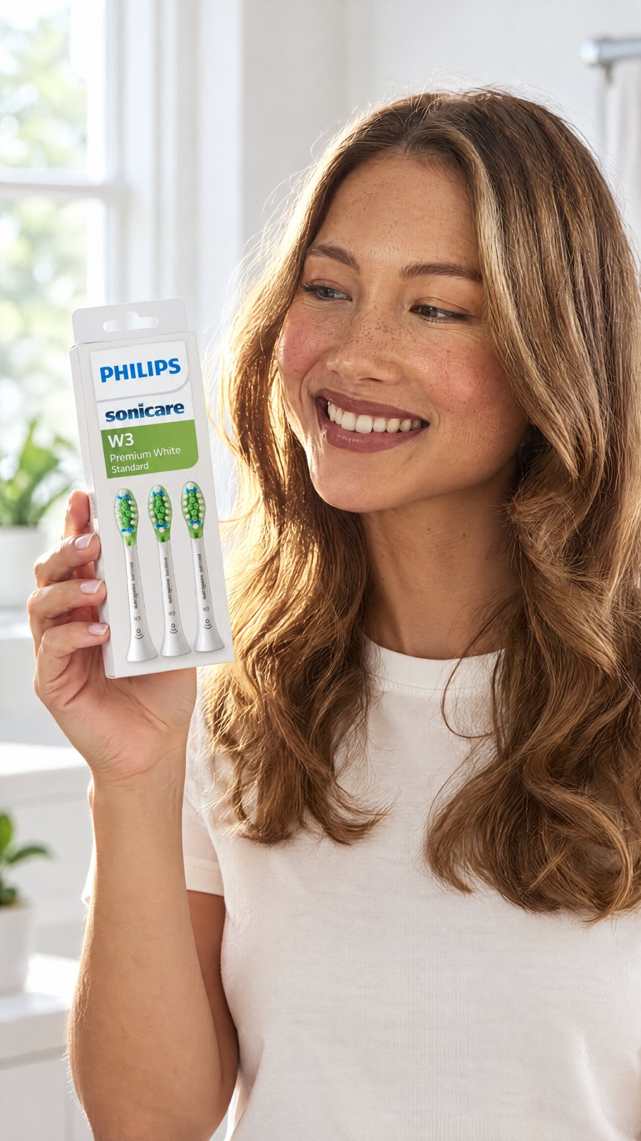 PHILIPS - Sonicare W3 Premium White Standard sonic toothbrush heads HX9063 — close-up with model