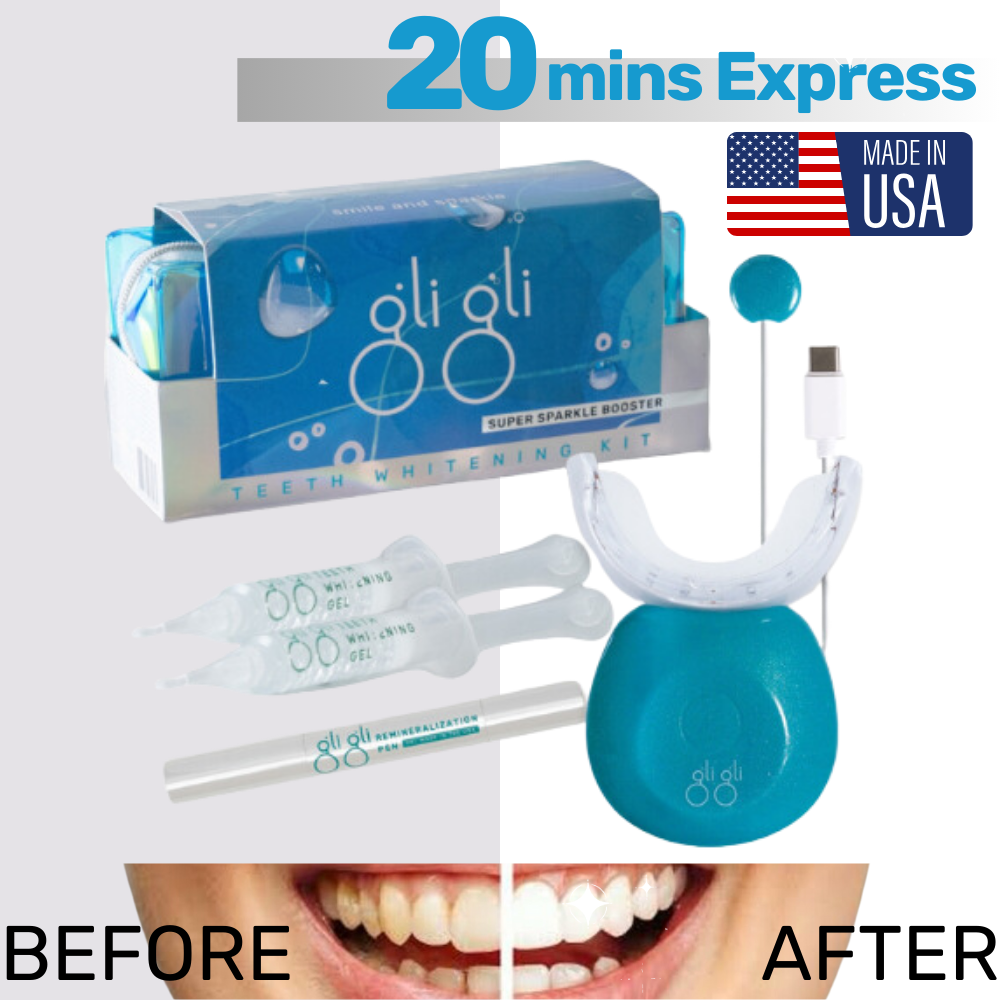 gli gli - LED Dental Home Advanced Teeth Whitening Kit -2x5ml HP Gel,10-15day Treatment(SUPER SPARKLE BOOSTER)