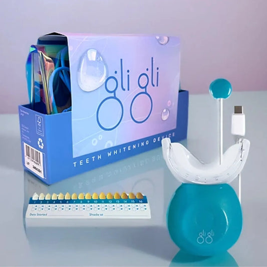 gli gli 16-LED teeth whitening device with mouth tray and charging case - 1