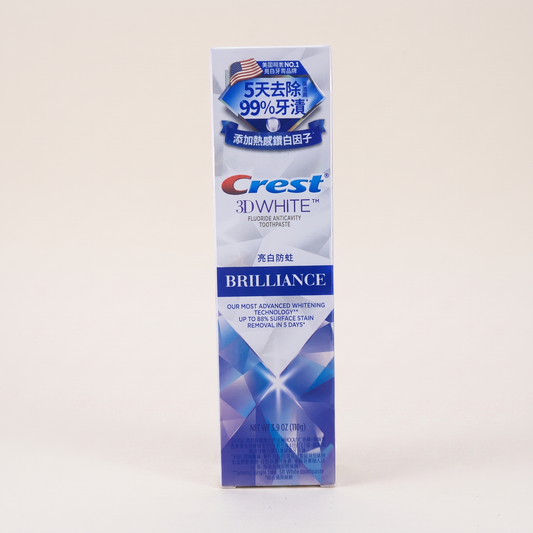 Crest 3D White Brilliance toothpaste blue 110g, studio