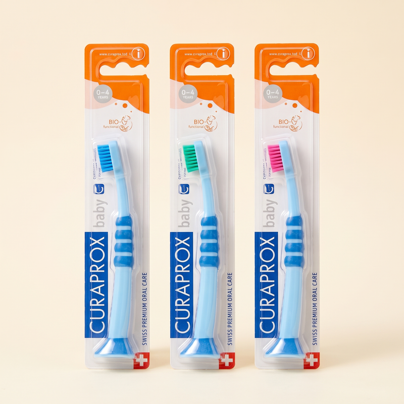 Curaprox Baby toothbrush 3-pack, blue, studio