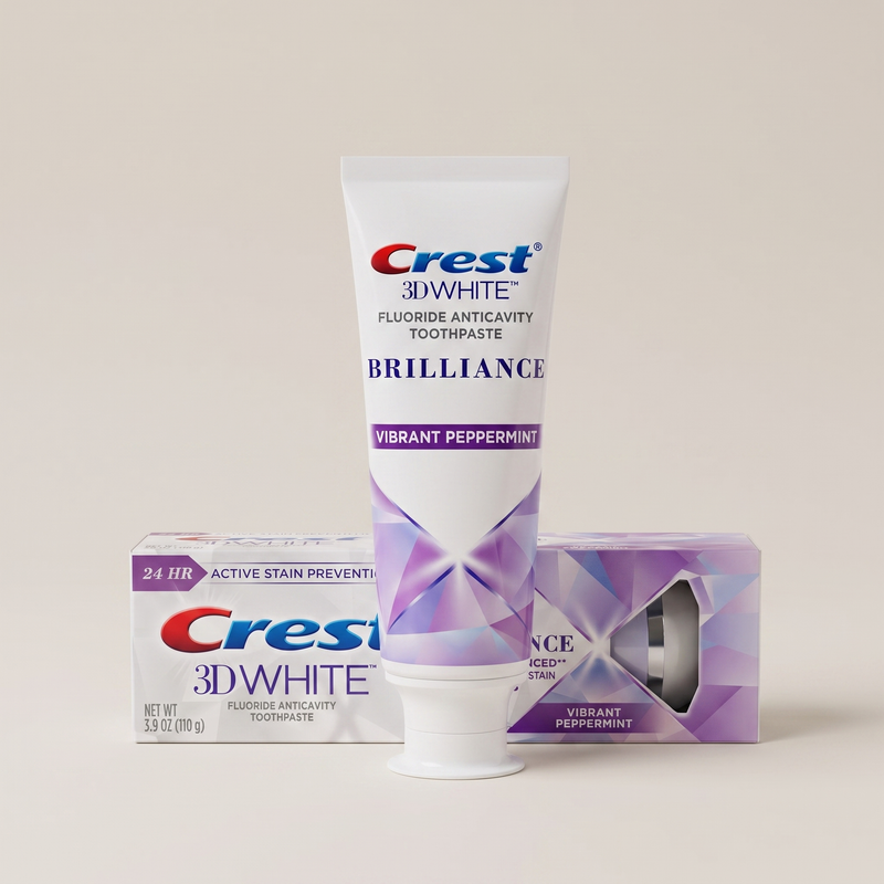 Crest, 3D White, Brilliance Toothpaste, Vibrant Peppermint, 116g