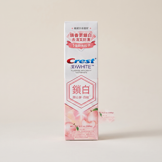 Crest 3D White WhiteLock white peach toothpaste 120g, studio