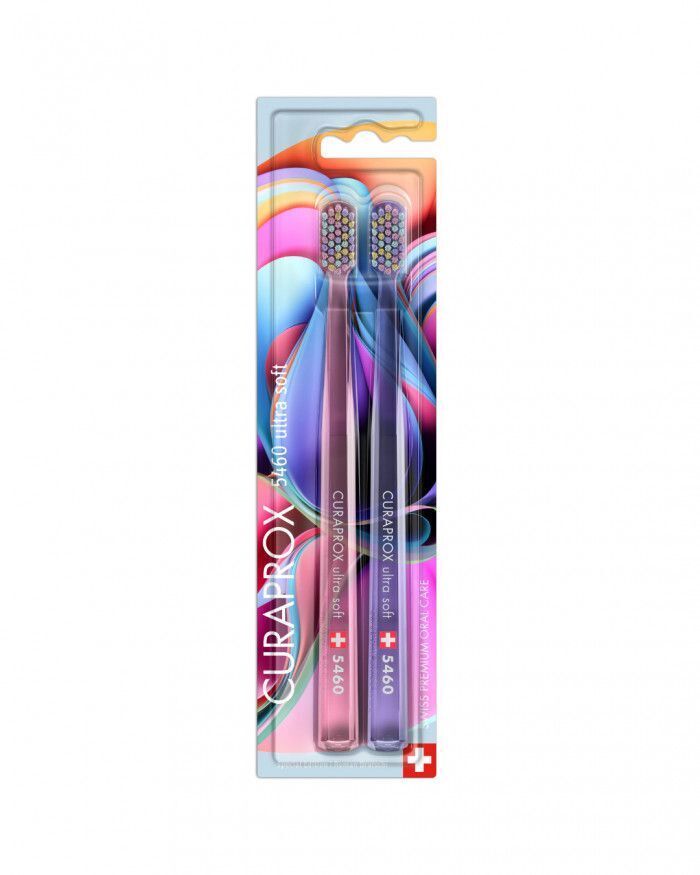 CURAPROX - CS5460 Ultrasoft Pink/Purple Toothbrush two set (ColorfulCurls2023 Edition Verison)