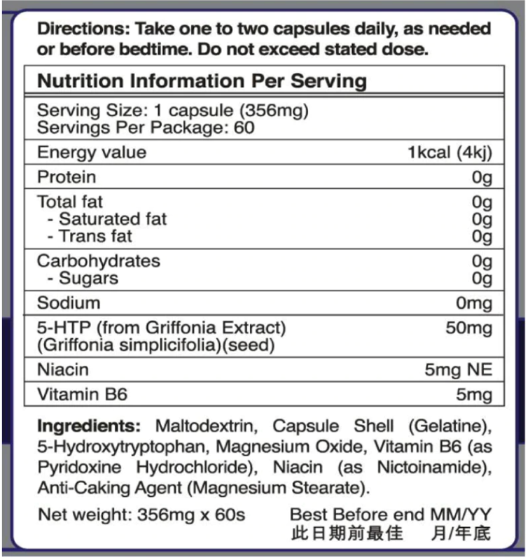 Holland & Barrett - Holland & Barrett 5-HTP 50 mg uit Griffonia Extract - 60 Capsules