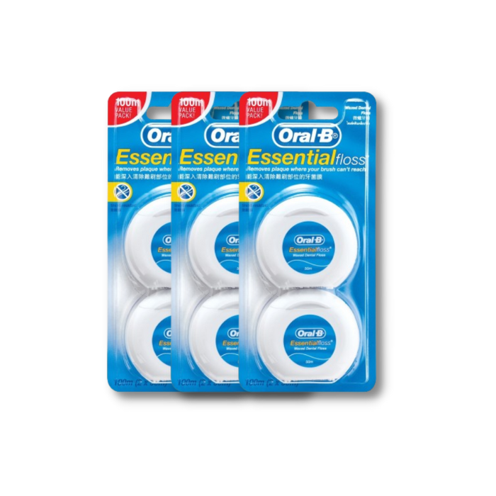 Oral B - Essential Floss Waxed Dental Floss 50m, 2 Rolls in 1 Pack (Parallel Import)