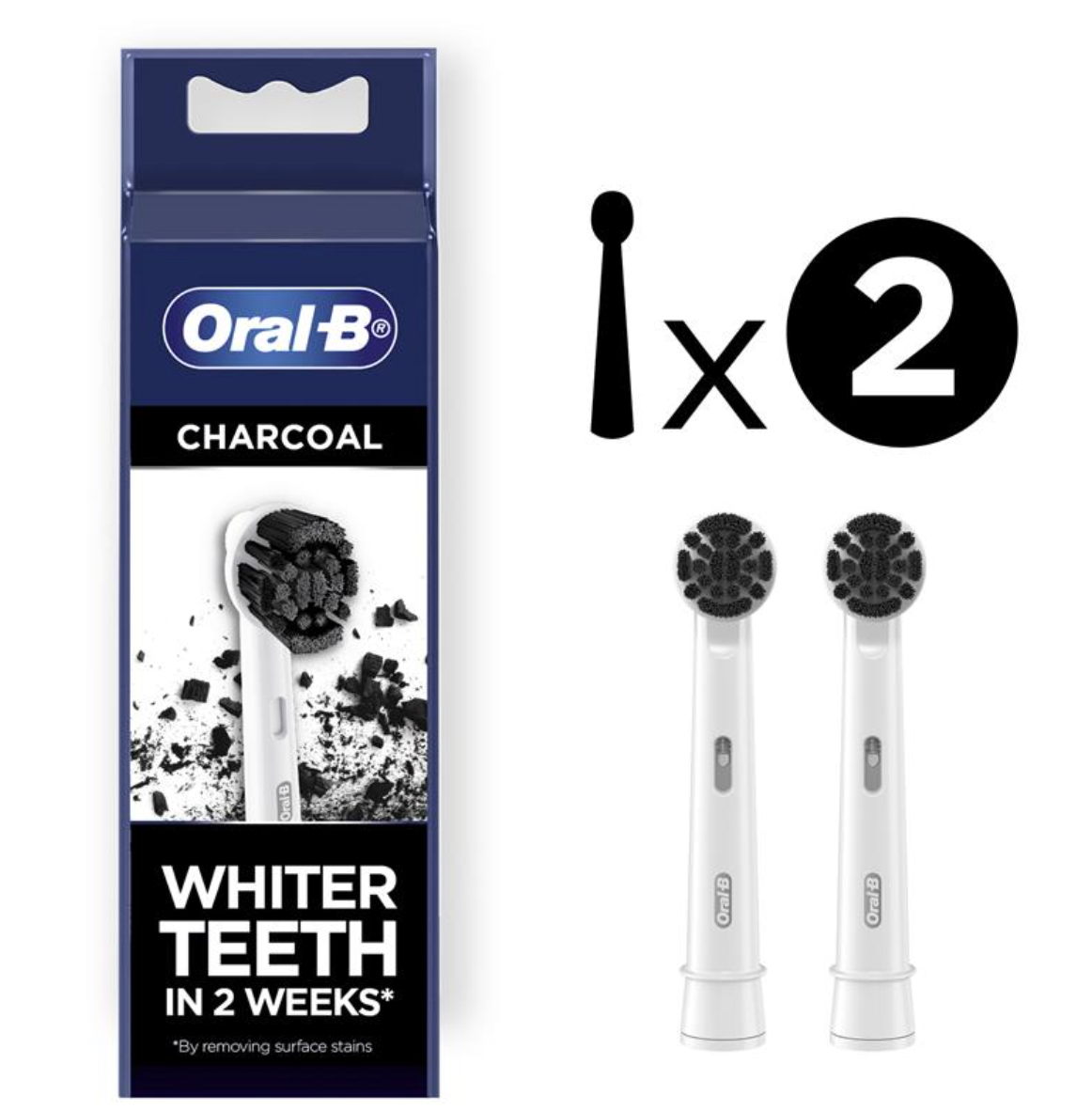 Oral B Power Toothbrush Charcoal Refills 2 Pack